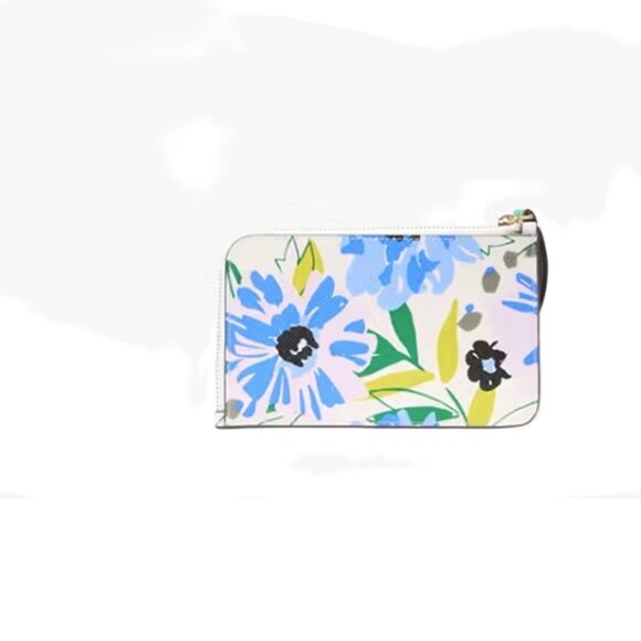 NWT Kate Spade Lucy Floral Small L-Zip Wristlet - Cream Multi - Picture 4 of 4